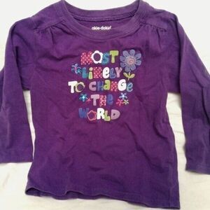 okie dokie Girls Long Sleeve Size 3T with Boho Flowers & Positive Message Purple